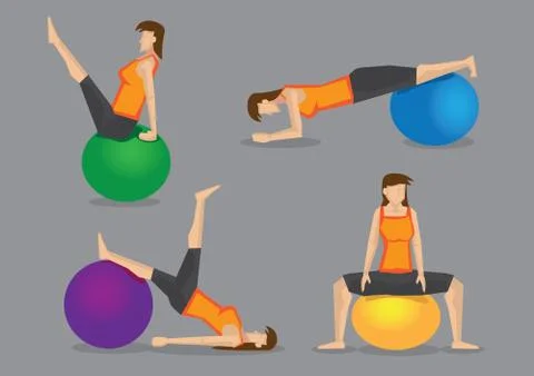 Woman Using Exercise Ball for Workout Stock Illustration