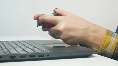 Woman using gamepad Stock Footage 270449105