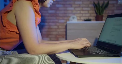 A Woman Using Generative Artificial Intelligence Software At Home Video stock 276607992