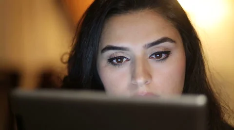 Woman using ıpad tablet computer touchscreen close-up Stock Footage 44345356