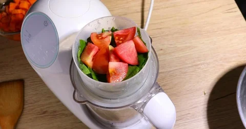 Woman using kitchenware multi-functional electric household appliance food steam Stock Footage 85086297