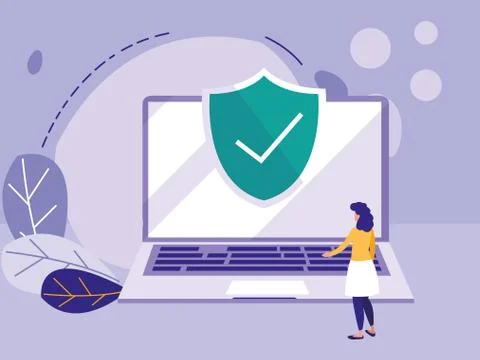 Woman using laptop computer Stock Illustration