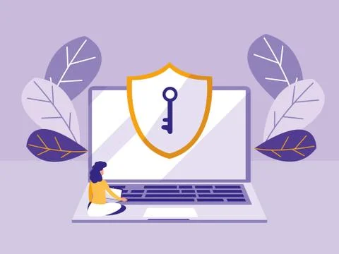 Woman using laptop computer イラスト素材