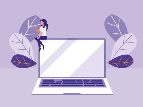 Woman using laptop computer Stockillustratie