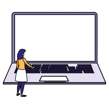 Woman using laptop computer Stock Illustration