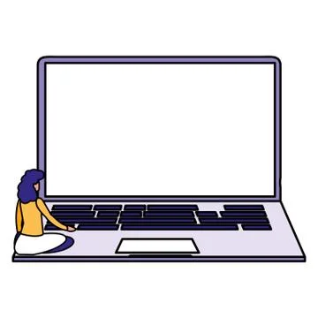 Woman using laptop computer Illustrazione stock