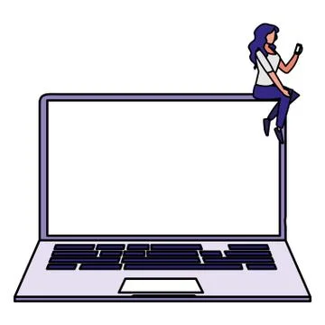 Woman using laptop computer Stock Illustration