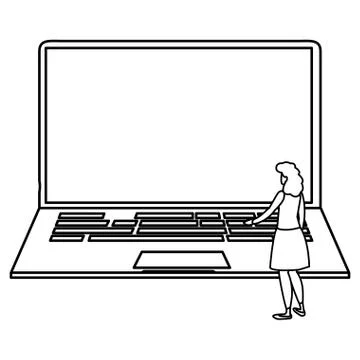 Woman using laptop computer 스톡 일러스트