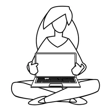 Woman using laptop computer Stock Illustration