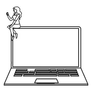 Woman using laptop computer Stock Illustration