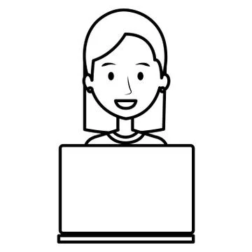 Woman using laptop computer Stock Illustration