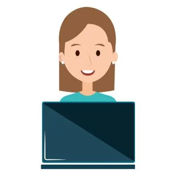 Woman using laptop computer 스톡 일러스트