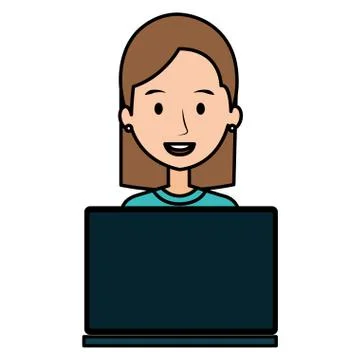 Woman using laptop computer Stock Illustration