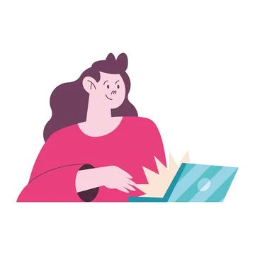 Woman using laptop computer Illustrazione stock