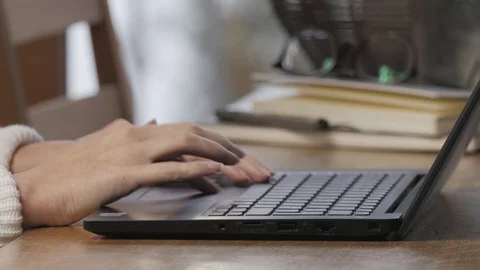 Woman Using Laptop Computer - Internet Shopping, Working From Home Vidéo 127383533