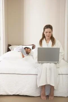 Woman Using Laptop Computer Stock Photos