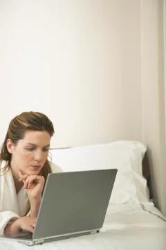Woman Using Laptop Computer Stock Photos