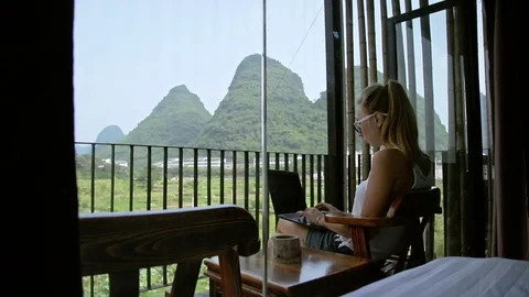 Woman Using Laptop Stock Footage 81543814
