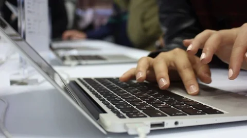 Woman using laptop Stock Footage 87136124