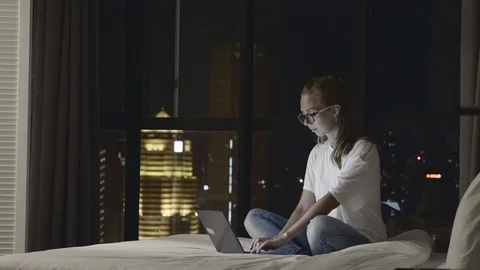 Woman Using Laptop Stock Footage 87669037