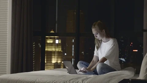 Woman Using Laptop Stock Footage 87669648