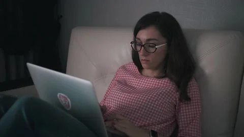 Woman is using laptop Stock Footage 142608257