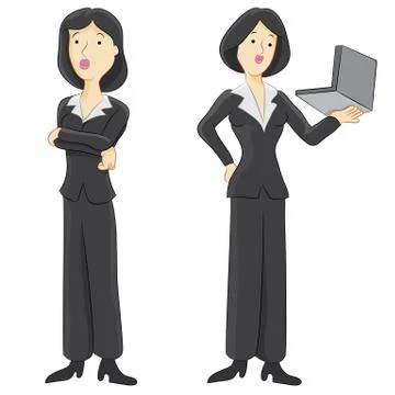 Woman using laptop Illustrazione stock