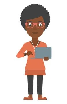 Woman using laptop Illustrazione stock