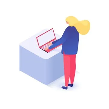 Woman using laptop Stock Illustration
