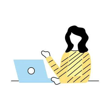 Woman using laptop 스톡 일러스트