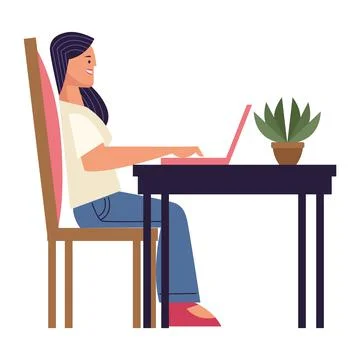 Woman using laptop 스톡 일러스트