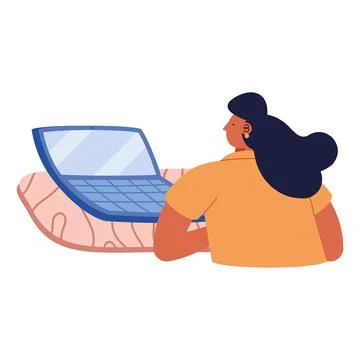 Woman using laptop 스톡 일러스트