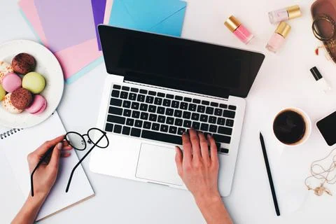 Woman using laptop Stock Photos