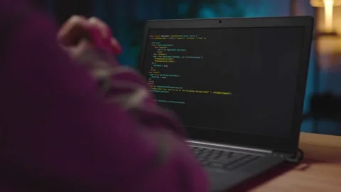 Woman using laptop for programming Stock Footage 167729262