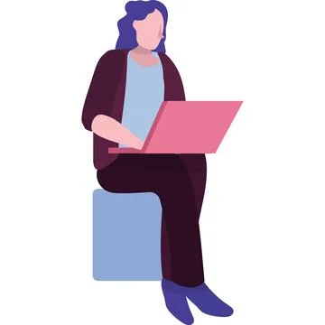 Woman using laptop for study vector icon Stock Illustration