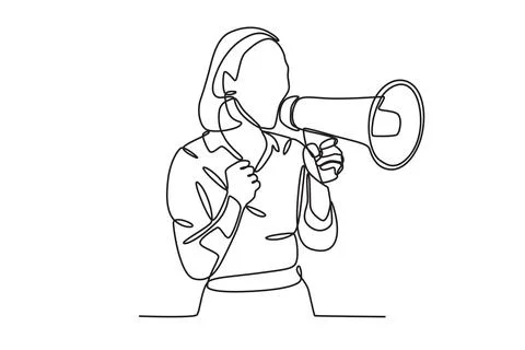 A woman using a megaphone Stock Illustration
