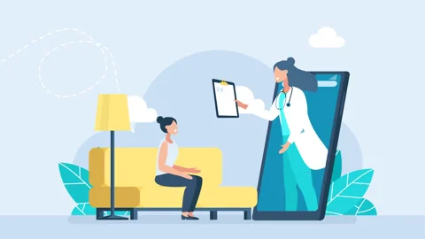 Woman using mobile app. Consult online doctor. Phone screen with therapist Stock Footage 258895767
