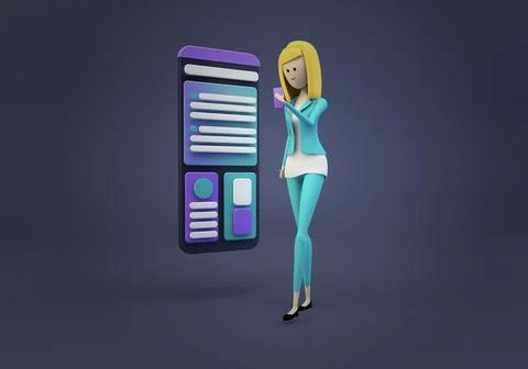Woman using mobile application concept 스톡 일러스트
