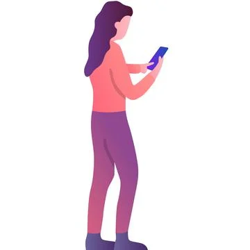 Woman using mobile chat vector flat icon Stock Illustration