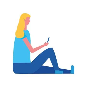 Woman using mobile device Stock Illustration