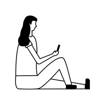 Woman using mobile device Stock Illustration