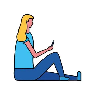 Woman using mobile device Illustrazione stock