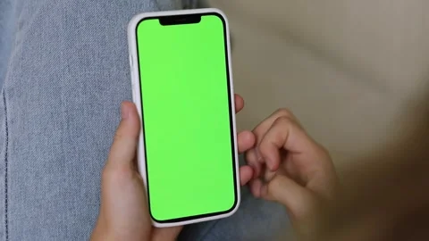 Woman using mobile phone blank green screen Stock Footage 247736586