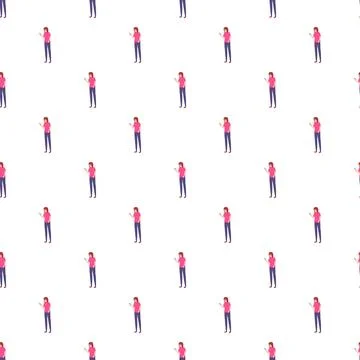 Woman using mobile phone in a repeating pattern Illustrazione stock