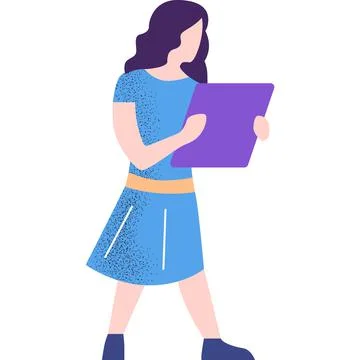 Woman using mobile tablet vector icon isolated Stock Illustration