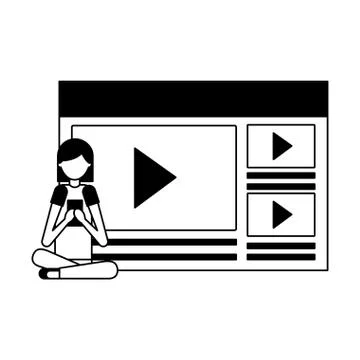 Woman using mobile video content media イラスト素材