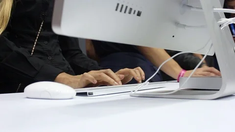Woman using modern computer in office Stock Footage 87136130