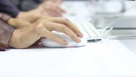 Woman using a modern white computer Stock Footage 72026172