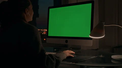 Woman using pc at home Stock Footage 240225118