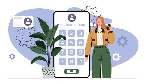 Woman using phone interface concept. Vector illustration Stock Illustration
